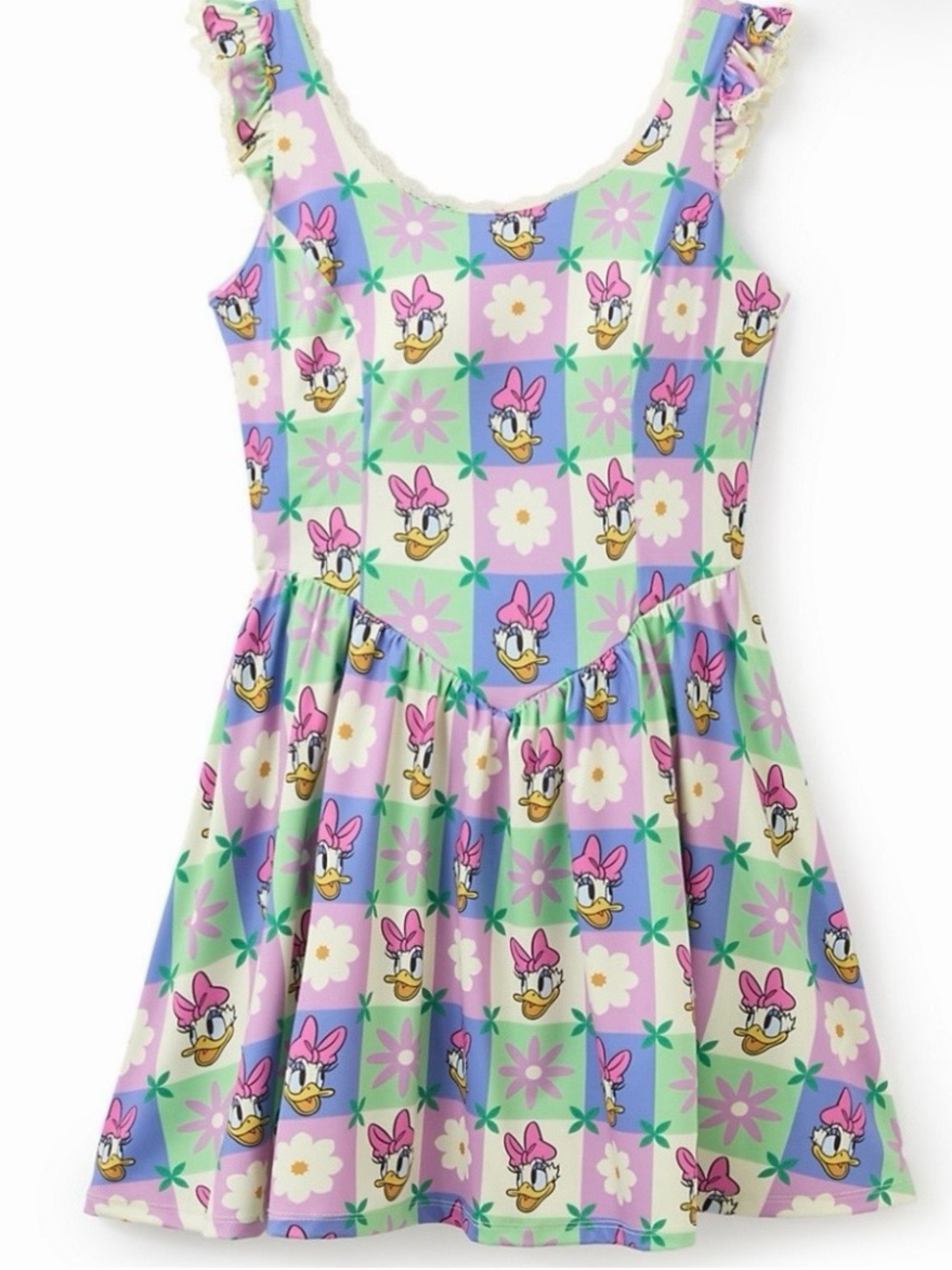 Disney Daisy Duck Pastel Pink Lavender & Mint Floral Dress